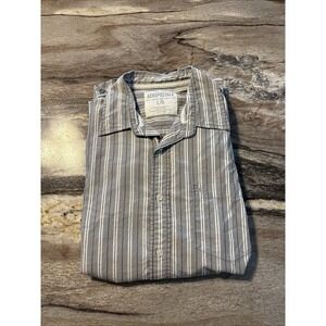 Mens AEROPOSTALE Large White Gray Blue‎ Button Down Dress Shirt